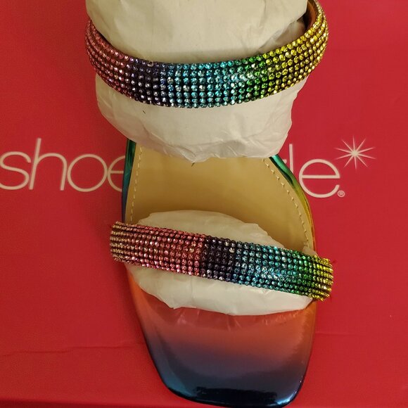 Rainbow rhinestone womens shoes. - Picture 2 of 4
